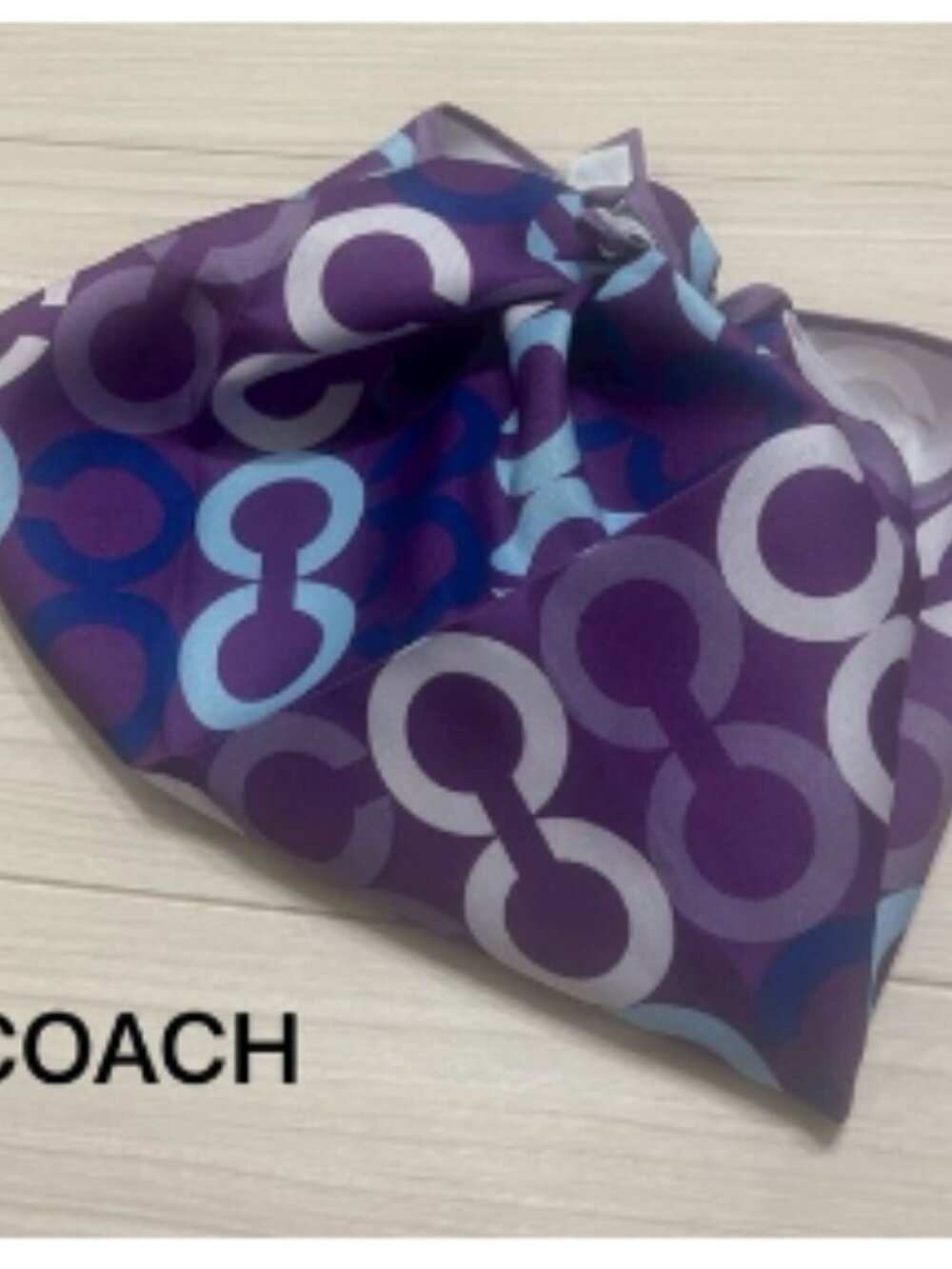 RARE Coach x Miss Furoshiki Scarf Wrap Purple Logo Print Square Japan Collab - Picture 4 of 14